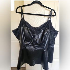 Torrid Peplum Faux Leather Lace Trim Cami